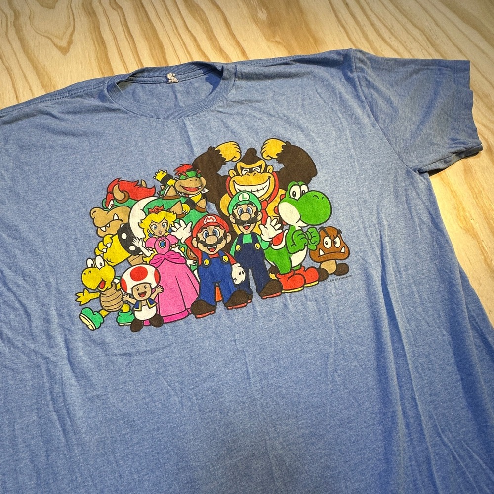Nintendo Super Mario Characters Graphic Tee Blue Heather Men's Large